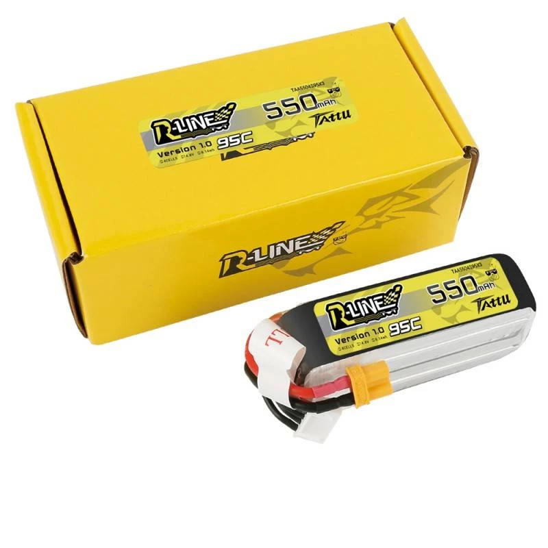 Aku Tattu R-Line 550mAh 14.8V 95C 4S1P — LiPo pakett RC-mudelitele