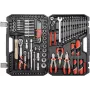 Mehaanikatööriistade komplekt YATO YT-38901 — 122-osaline tööriistakomplekt koos padrunitega (12–32 mm), põrkmehhanismi, pikenduste, kruvikeerajate, haamri, tangidega, kroomviimistlus