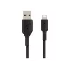 Punutud USB-Lightning kaabel 15 cm must