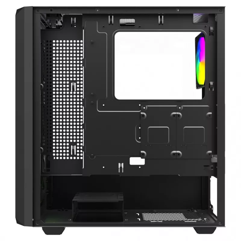 PC kuubikujuline korpus SAVIO Noctis Glass RGB — must, ATX/Micro-ATX, 210×410×450 mm, 3×120 mm esiventilaatorid