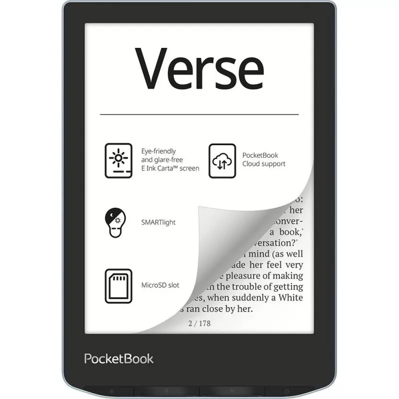 PocketBook Verse - 15,2 cm (6 inch) - E Ink Carta - 758 x 1024 pikslit - ACSM - AZW - AZW3 - CBR - CBZ - CHM - DOC - DOCX - DjVu - EPUB - EPUB DRM - FB2 - FB2.ZIP - HTM - HTML - MOBI,...