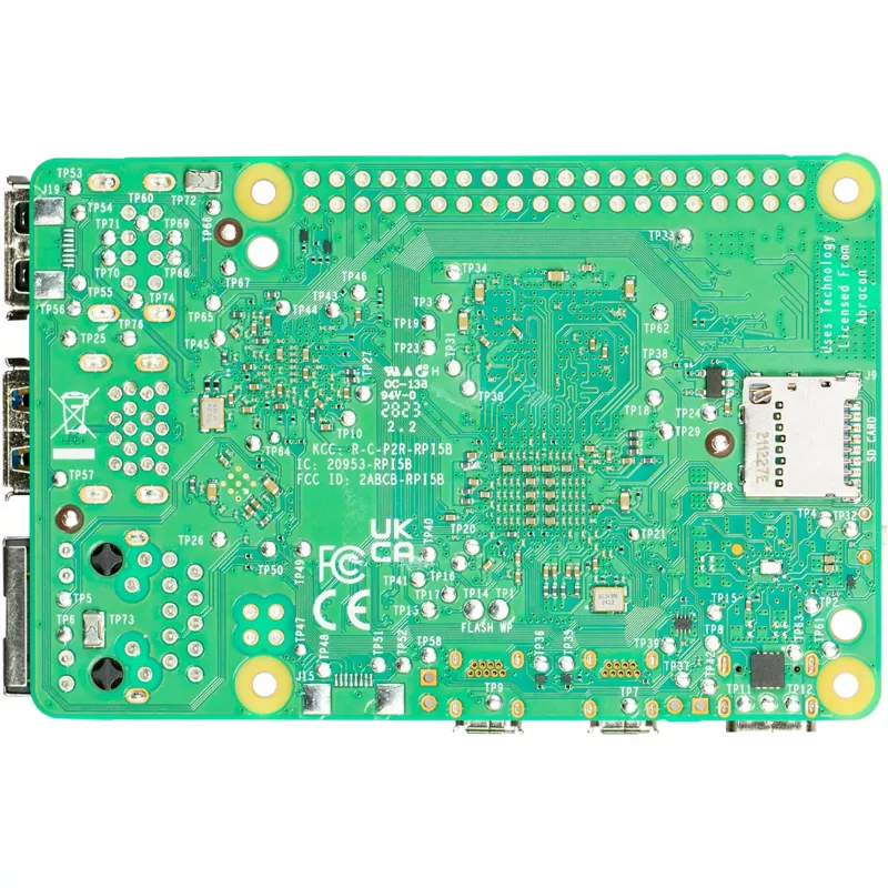 Üheplaadiarvuti Raspberry Pi 5 arendusplaat — 2400 MHz Arm Cortex-A76, kuni 16 GB LPDDR4x, MicroSD, USB 3.2, Wi‑Fi 5