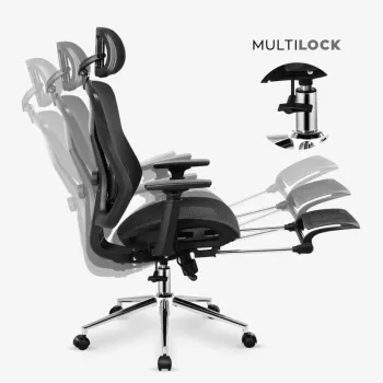 Pöörlev mark adler MA-EXPERT 5.7 tool — ergonoomiline võrk-kontoritool, reguleeritava kõrguse, peatugi, käetoed, jalatoega, must