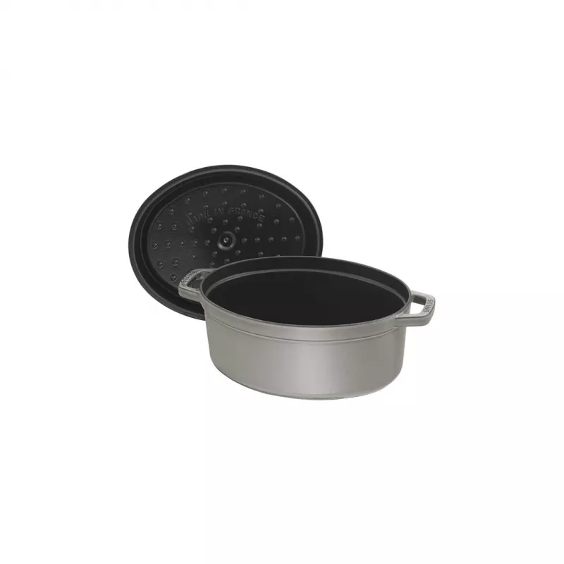 Malmist ovaalne kookotipott Staub 29 cm, grafiithall