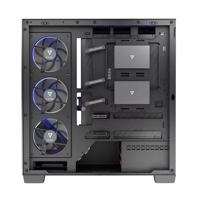 PC Case MODECOM Volcano Stellar 5F ATX Midi Tower, karastatud klaas, 5 eelpaigaldatud ventilaatorit, USB‑C, toetab microATX/ATX, max GPU 420mm, CPU jahuti kõrgus 175mm