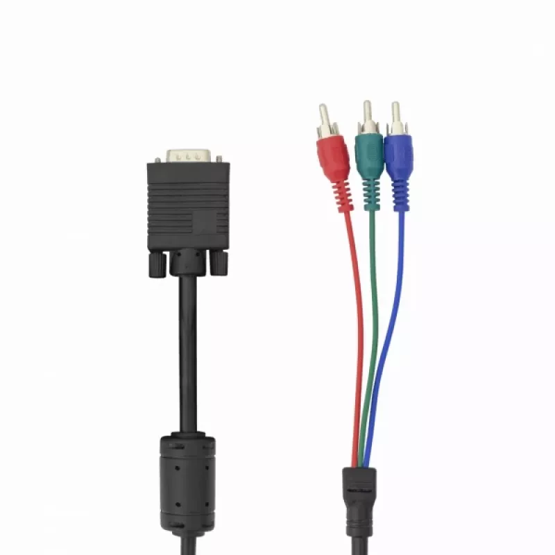 VGA-3×RCA-kaabel SBOX VGA-1022 M/M 2 m, meessoost VGA kolme RCA komposiitpistikule