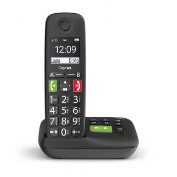 Gigaset E290A analoog-/DECT-telefon helistaja ID-ga must
