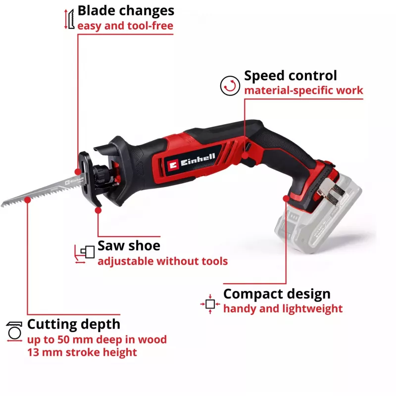 Tikksaag Einhell TE-AP 18/13 Li-Solo 3000 spm Must Punane