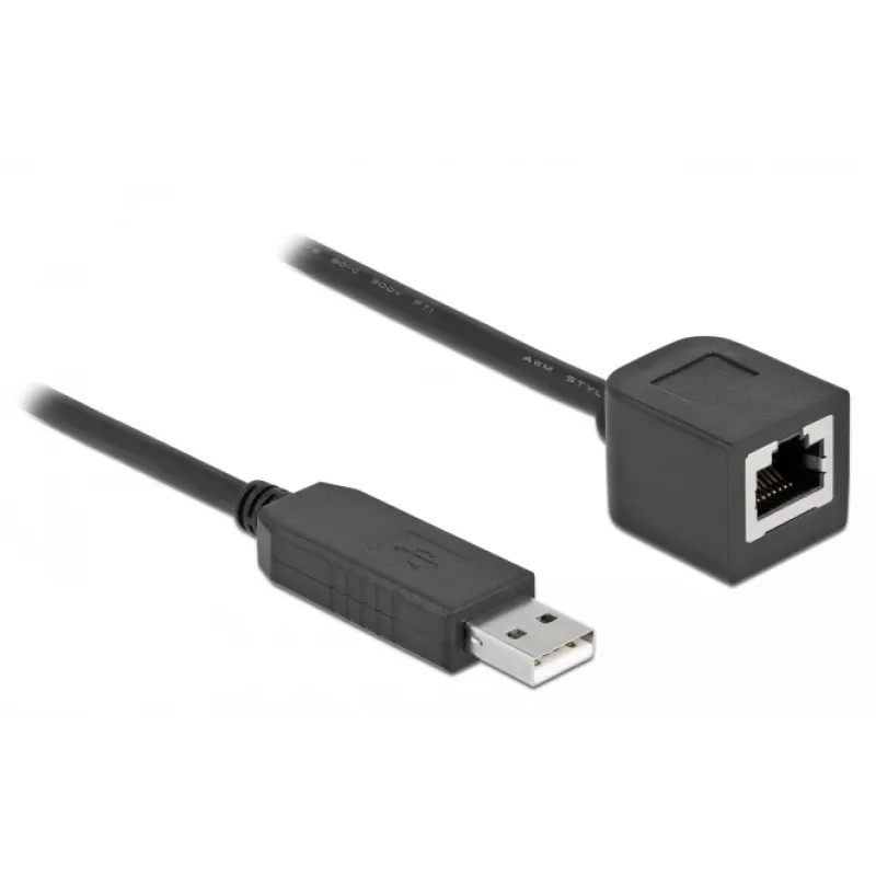 Jadaühenduskaabel DeLOCK 64163 USB 2.0 Type-A RS-232 RJ45 50 cm must