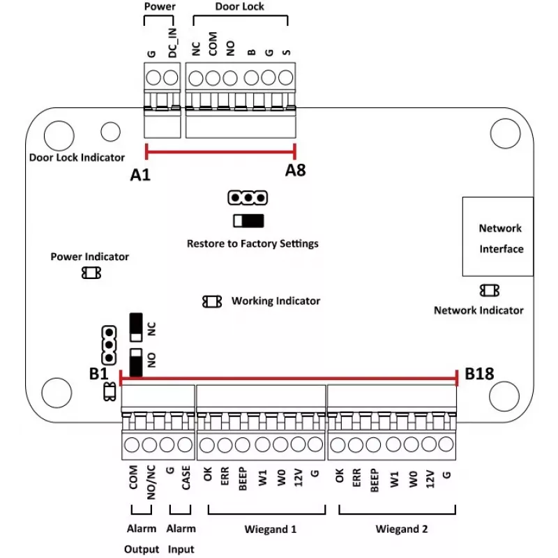Juurdepääsukontroller Hikvision DS-K2801 Must 237x285x69mm