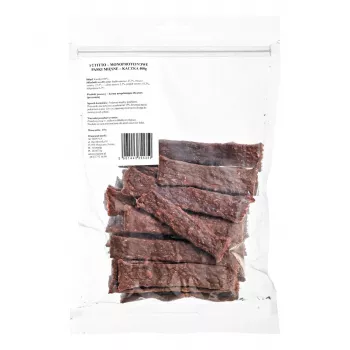 Treat PETITTO Monoprotein Meat Strips Duck 400 g — ühevalguline treeningmaius koertele, valk 47,3%, rasv 23,4%