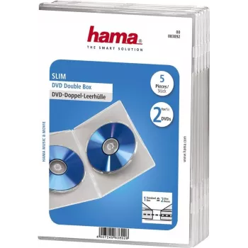 Hama Double DVD Jewel Case, õhuke 5, läbipaistev 2 plaati