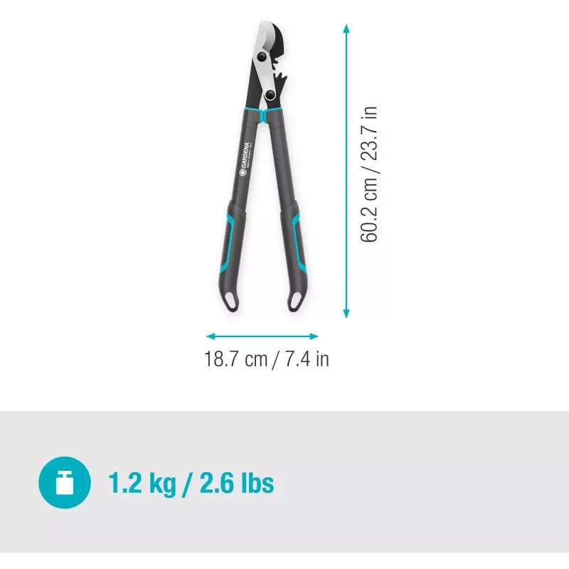 Oksakäärid GARDENA EnergyCut Pro S, 60 cm käepide, hall/türkiis