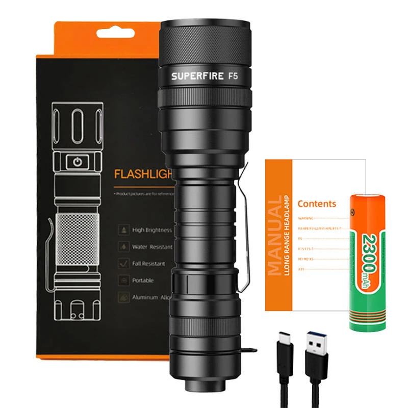 Taskulamp Superfire F5, 1100lm, USB