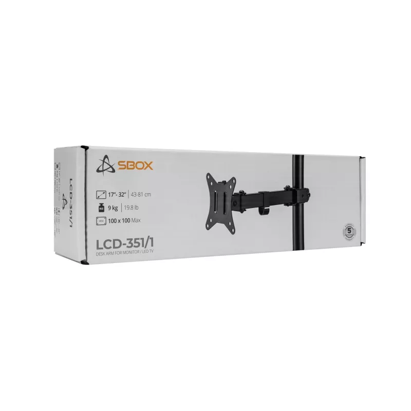 SBOX LCD-kinnitus LCD-351/1-2 17–32-tollistele ekraanidele, max koormus 9 kg, VESA 100x100