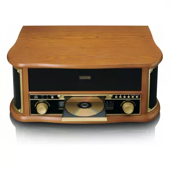 Rihmajamiga audio plaadimängija Lenco TCD-2551WD Wood — Bluetooth, CD, kassett, AM/FM, USB kodeerimine, 33/45/78 p/min