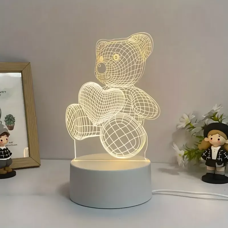 Öölamp Extralink HOME 3D süda optilise illusiooniga voodiäärne lamp USB