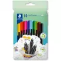 Viltpliiatsid Staedtler 334 C10, ülipeen 0,3 mm ots, 10 värvi (must, sinine, pruun, roheline, helesinine, heleroheline, oranž, roosa, punane, kollane)