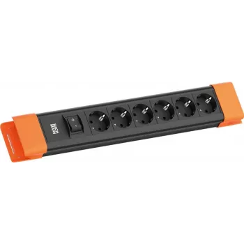 Bachmann CONNECTUS pikendusjuhe 6x CEE7/3 pistikupesa, 1x lüliti, 2,0 m kaabel, CEE7/7 pistik, must/oranž