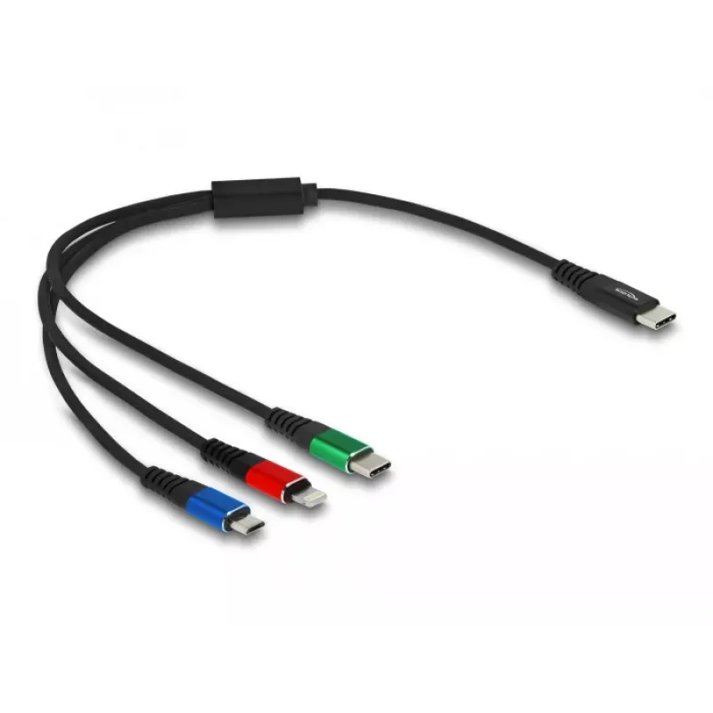 DELOCKi USB-laadimiskaabel 3-in-1 USB-C / Lightning / Micro-USB 30 cm