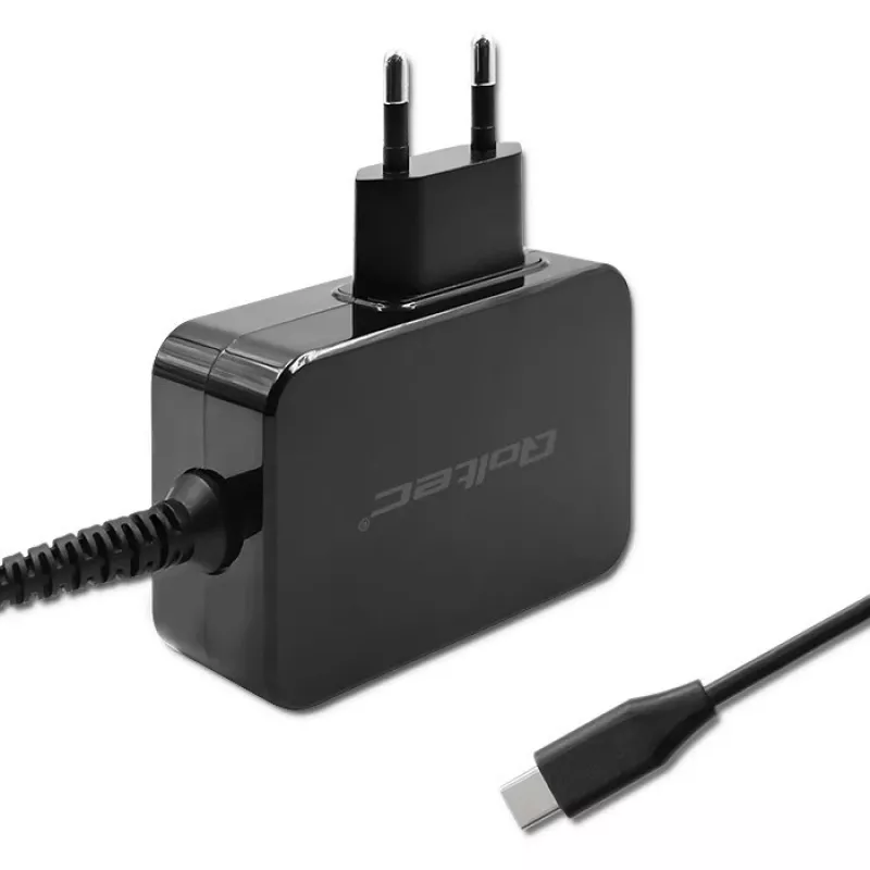 Qoltec 52386 GaN POWER PRO laadija | 1xUSB-C | 65W | 5-20V | 3-3.25A | Must