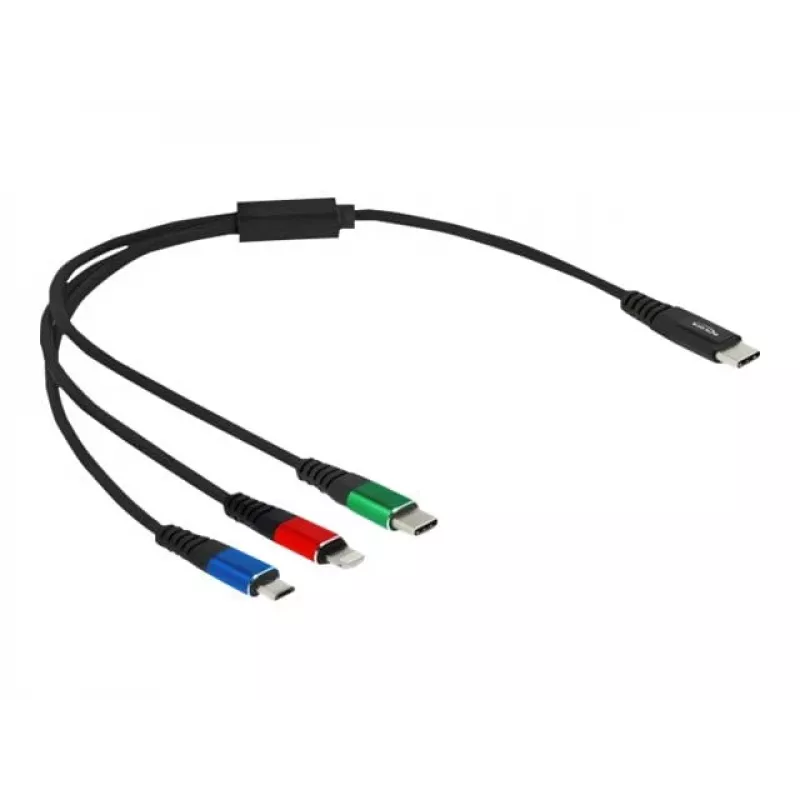 DELOCKi USB-laadimiskaabel 3-in-1 USB-C / Lightning / Micro-USB 30 cm