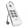 Pistikupesariba Belkin BSV604VF2M-V2 — 6 pistikupesa, 2× USB-A, 2 m kaabel