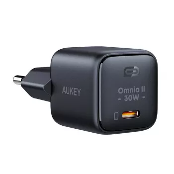 Seinalaadija Aukey PA-B1L USB-C 30 W must — kompaktne USB‑C PD toiteadapter