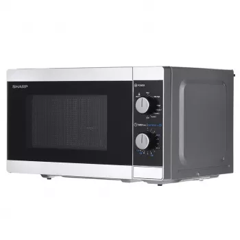 Kombineeritud mikrolaineahi Sharp YC-MG01E-S — 20 l, 800 W mikrolaineahi, 1000 W grill, 5 võimsustaset, pöördnupp, 25,5 cm pöördalus