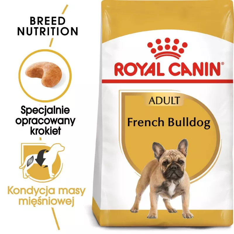 Kuiv koeratoit Royal Canin French Bulldog Adult 9 kg — sealiha, 26% valku, 18% rasva