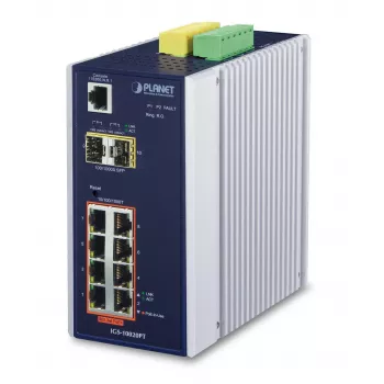 PLANET IGS-10020PT - lüliti - hallatav - 8 x 10/100/1000 (PoE) + 2 x Gigabit SFP - DIN-liistule paigaldatav, seinale paigaldatav - PoE (130 W) - alalisvool (IGS-10020PT)