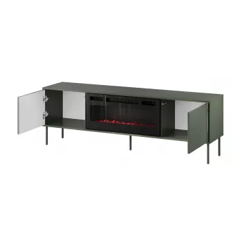 Cama Meble TV-kapp kaminaga TRESSE 180x40x54,5 cm — matt roheline pealispind, puitlaastplaat