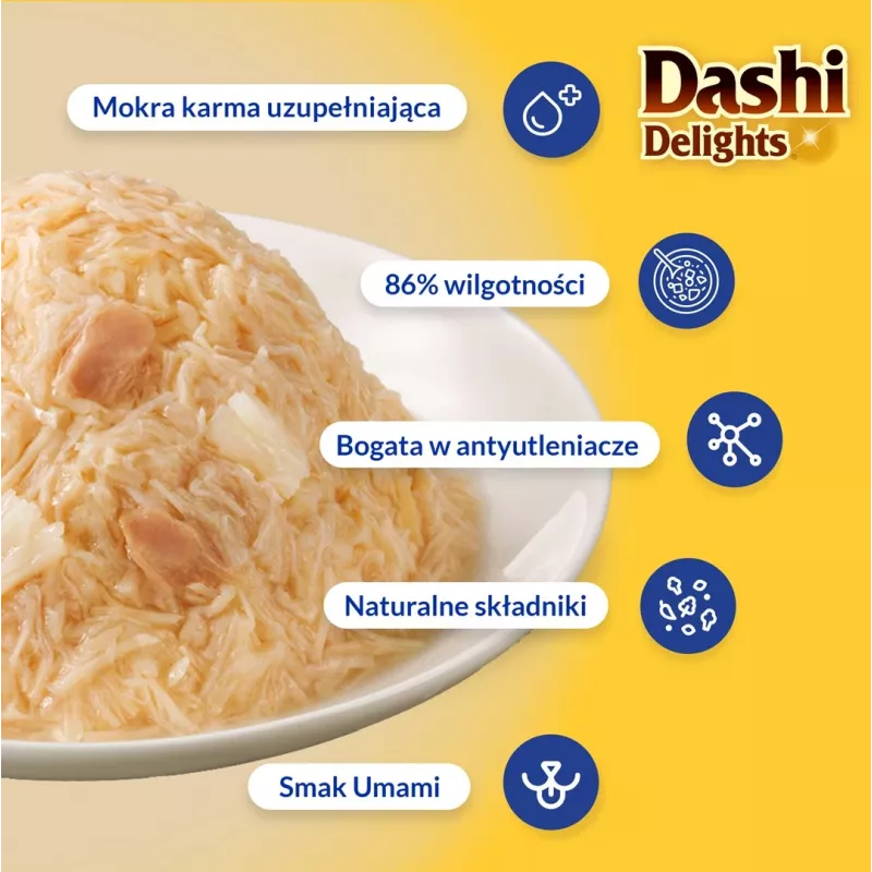 Märg kassimaius INABA Dashi Delights Delicate Flakes Chicken 40 g — dieet, 86% niiskus, 12% valk