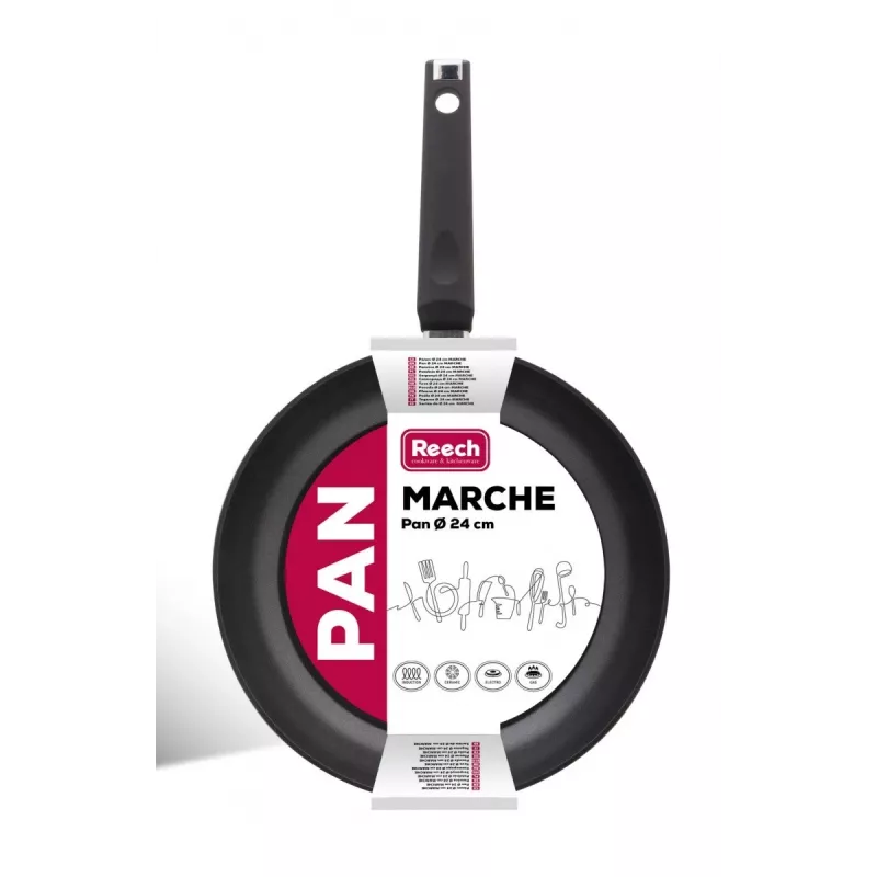 Praepann LAMART LP1002 MARCHE 24 cm — alumiiniumist, mittenakkuva kattega, must
