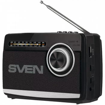 Kõlar SVEN SRP-155, must (3W, Bluetooth, FM/AM/Lühilaine, USB, microSD, taskulamp, aku)