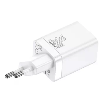 Baseus Super Si Pro kiirlaadija USB + USB-C 30 W (valge)