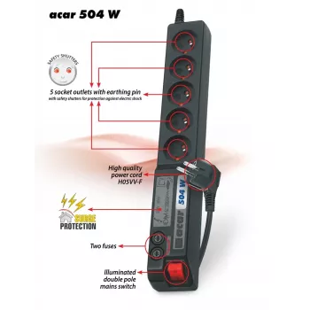 Acar 504WF EMI/RFI piksekaitsmega pistikupesa 3m