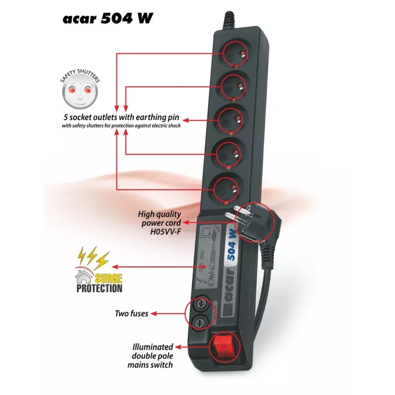 Acar 504WF EMI/RFI piksekaitsmega pistikupesa 3m