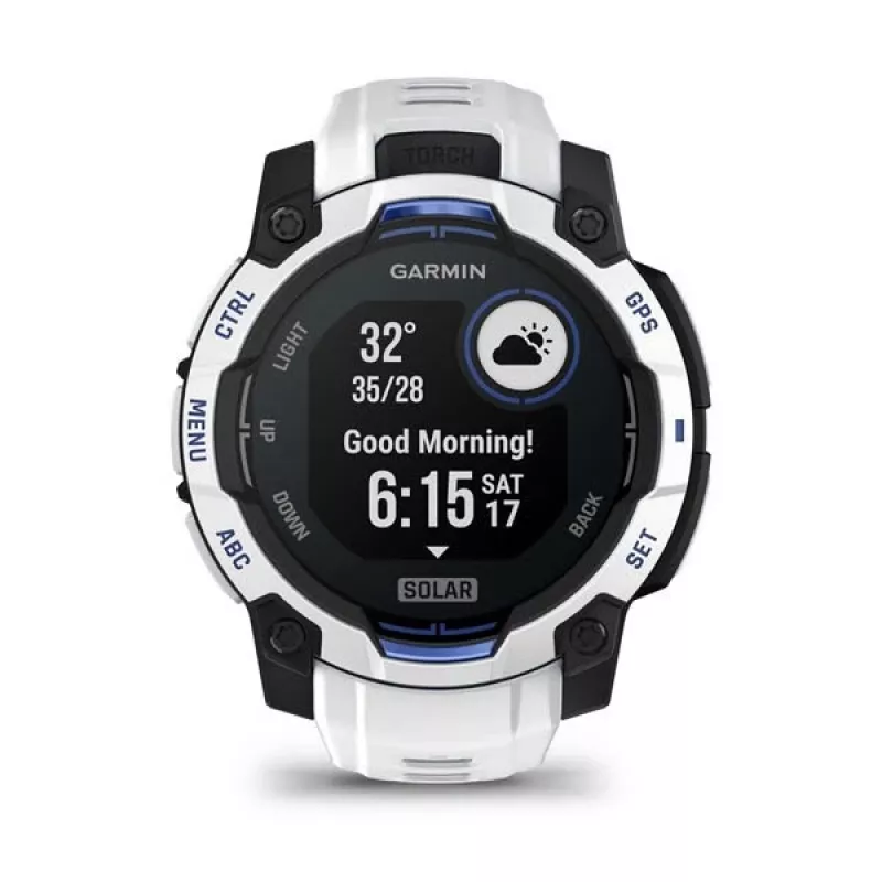Nutikell GARMIN Instinct 2 45 mm, MIP 0,9 tolli (176×176), GPS, päikeseenergia, silikoonrihm sinine/valge