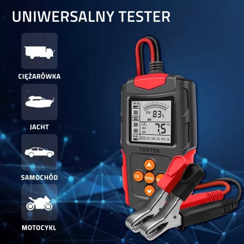Qoltec 52484 LCD digitaalne akutester | 12V | 24V | 3Ah-200Ah
