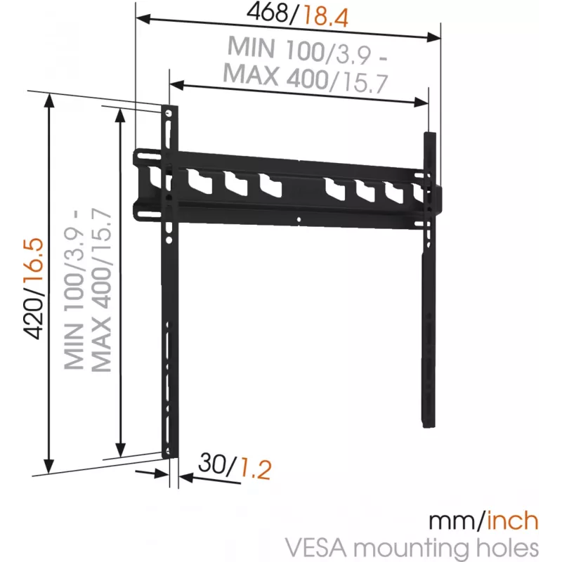 Vogels | Seinakinnitus | MA3000-A | Fikseeritud | 32-55 tolli | Maksimaalne kandevõime 60 kg | Must