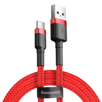 USB 2.0 A–USB-C kaabel Baseus CATKLF-B09 1m QC3.0 nailonpunutis punane, kiirlaadimine ja andmesünk