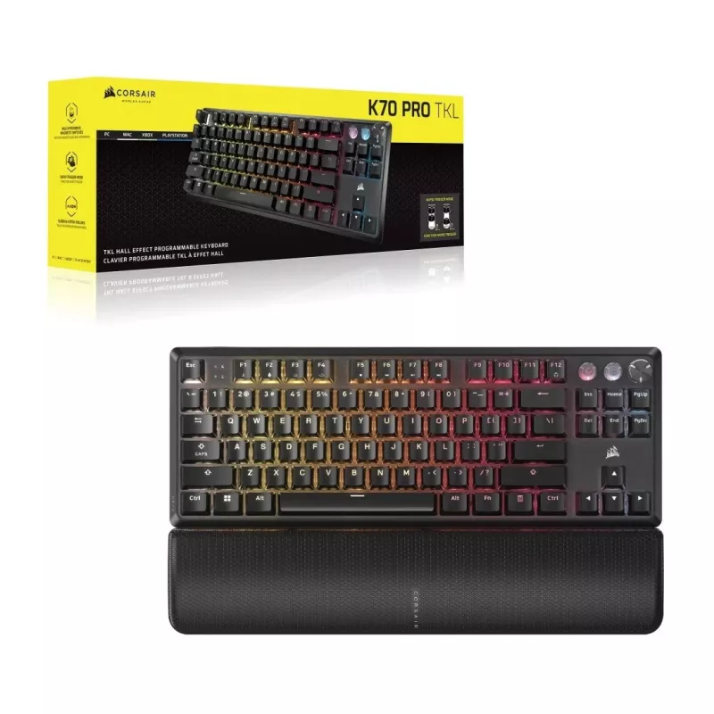 Mehaaniline numbriklahvideta klaviatuur CORSAIR K70 PRO TKL — RGB-taustvalgustusega, kompaktne paigutus