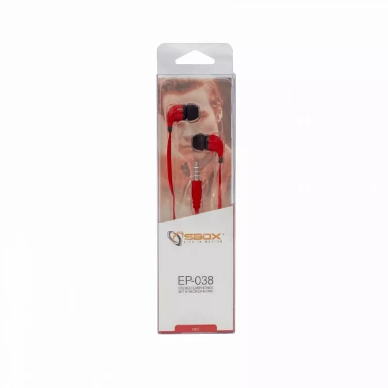 Sbox stereokõrvaklapid mikrofoniga EP-038 Punane