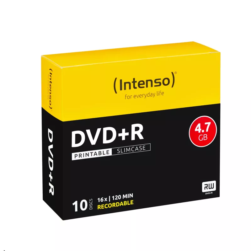 INTENSO DVD+R 4,7 GB 16x prinditav 10 tk Slimcase, 120 mm