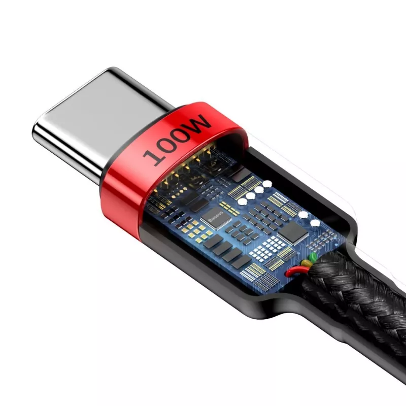 Baseus Cafule PD2.0 100W kiirlaadimis-USB-C-kaabel (20V 5A) 2 m punane+must