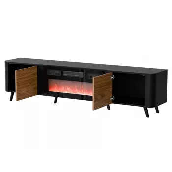 TV-kapp Cama Meble Volare 200 x 39 x 49 cm must/pähkel kaminaga