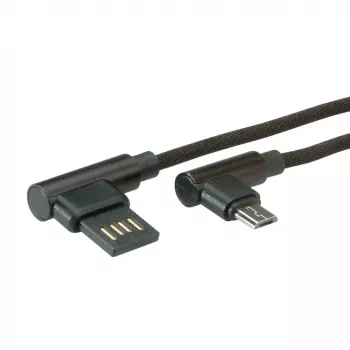 ROLINE USB 2.0 kaabel, nurga all, Type A pööratav - Micro B, ST/ST, must, 0,8 m (11.02.8720)