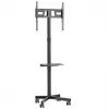 TV-käru MACLEAN MC-949 32–55-tollistele teleritele, VESA 75×75–400×400 mm, max koormus 25 kg, kõrgus 147–155 cm, hoiuriiul, must