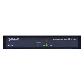 Võrgusild PLANET VC-234 hallatav 4-pordiline Fast Ethernet (10/100) riiulikinnitus 1U, alalisvoolusisend, 0,8 Gbit/s kommutatsioonivõimsus